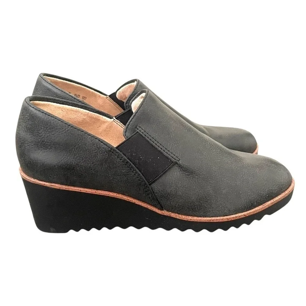NEW LifeStride Velocity 2.0 Black Wedge Slip On Loafer Shoes Womens‎ 6